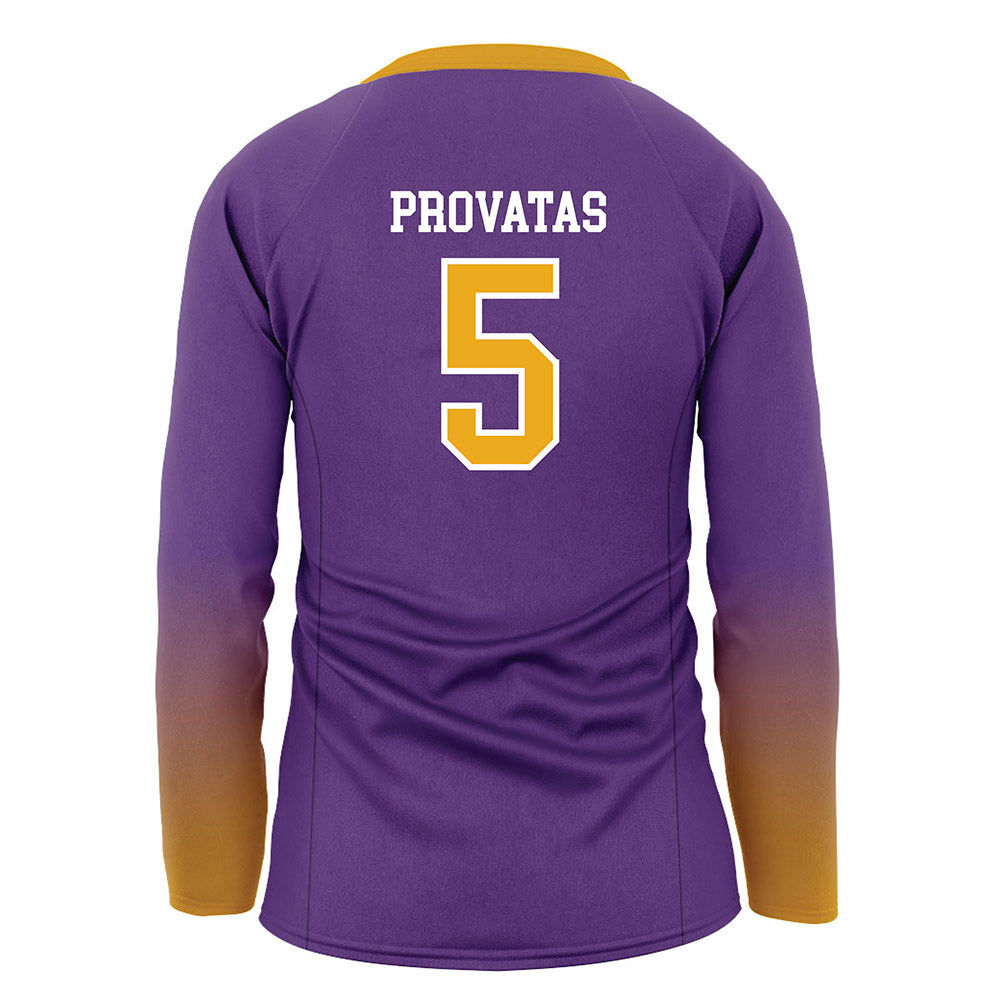 Albany - NCAA Women's Volleyball : Kiki Provatas - Purple Volleyball Jersey-1
