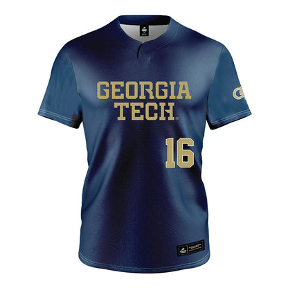 Georgia Tech - NCAA Baseball : Charlie Willcox - Navy Jersey-0
