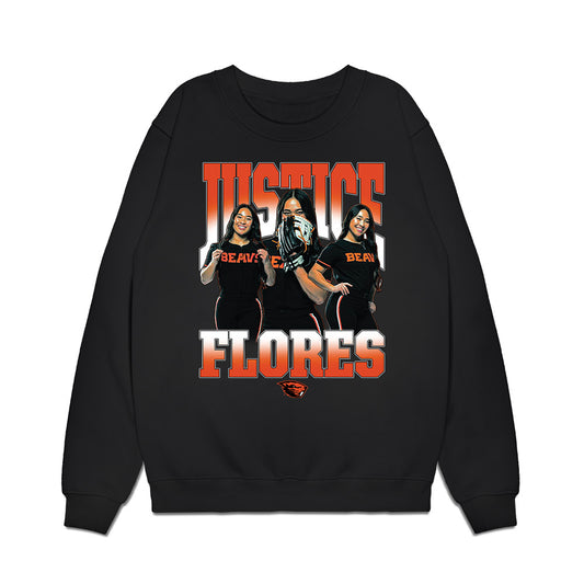 Oregon State - NCAA Softball : Justice Flores - Collage Premium Crewneck Sweatshirt-0