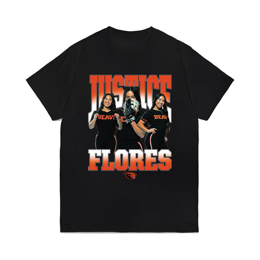 Oregon State - NCAA Softball : Justice Flores - Collage Comfort Colors T-Shirt-0