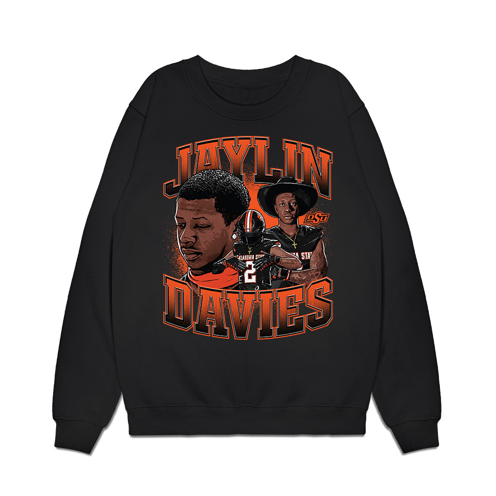 Oklahoma State - NCAA Football : Jaylin Davies - Caricature Premium Crewneck Sweatshirt-0