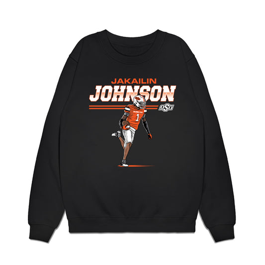 Oklahoma State - NCAA Football : Jk Johnson - Caricature Premium Crewneck Sweatshirt-0