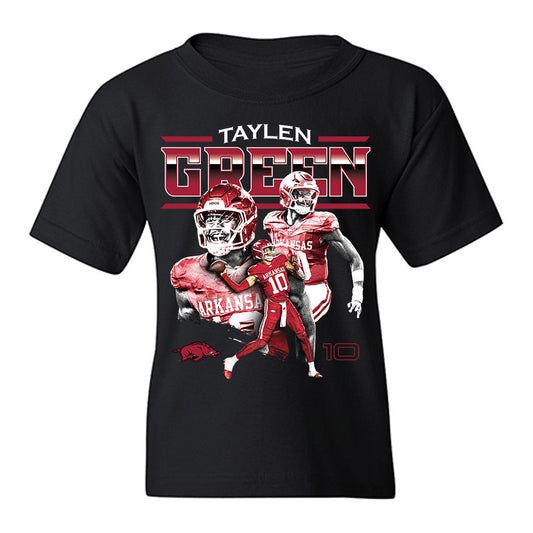 Arkansas - NCAA Football : Taylen Green - Collage Youth T-Shirt-0