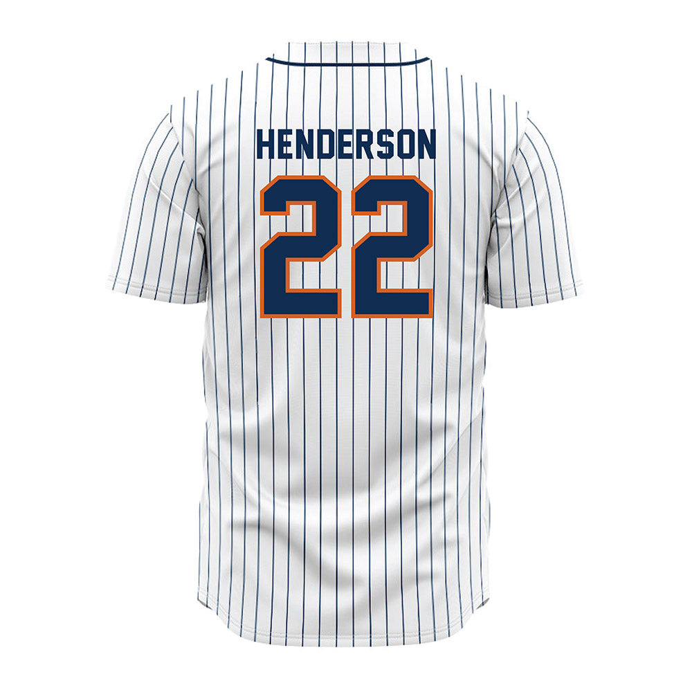 Wheaton IL - NCAA Baseball : Caleb Henderson - White Pinstripe Jersey-1