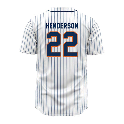 Wheaton IL - NCAA Baseball : Caleb Henderson - White Pinstripe Jersey-1