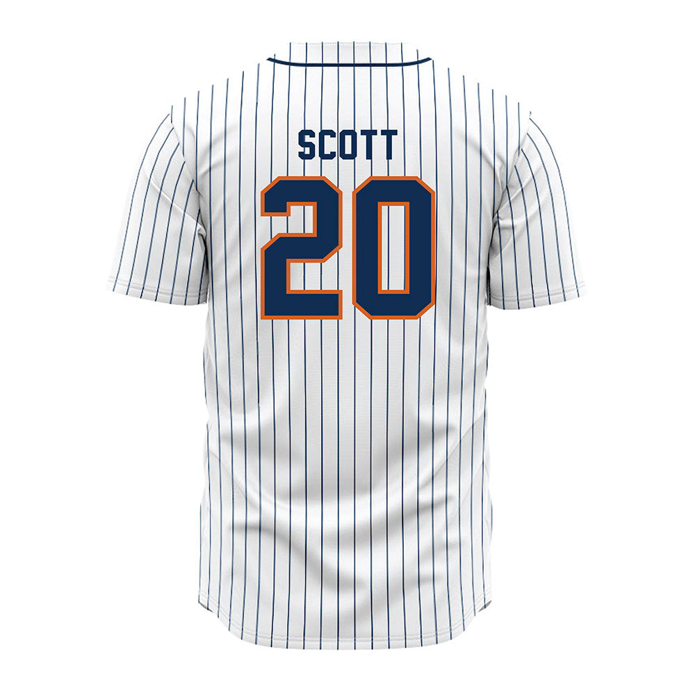 Wheaton IL - NCAA Baseball : James Scott - White Pinstripe Jersey-1