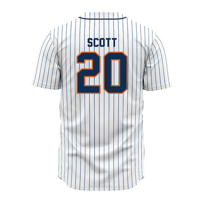 Wheaton IL - NCAA Baseball : James Scott - White Pinstripe Jersey-1
