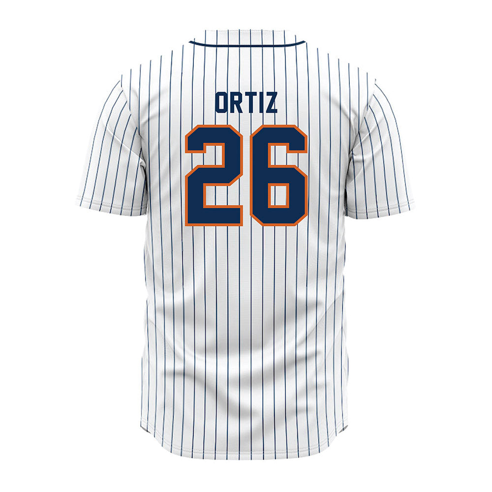 Wheaton IL - NCAA Baseball : Joshua Ortiz - White Pinstripe Jersey-1