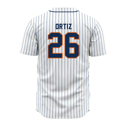 Wheaton IL - NCAA Baseball : Joshua Ortiz - White Pinstripe Jersey-1