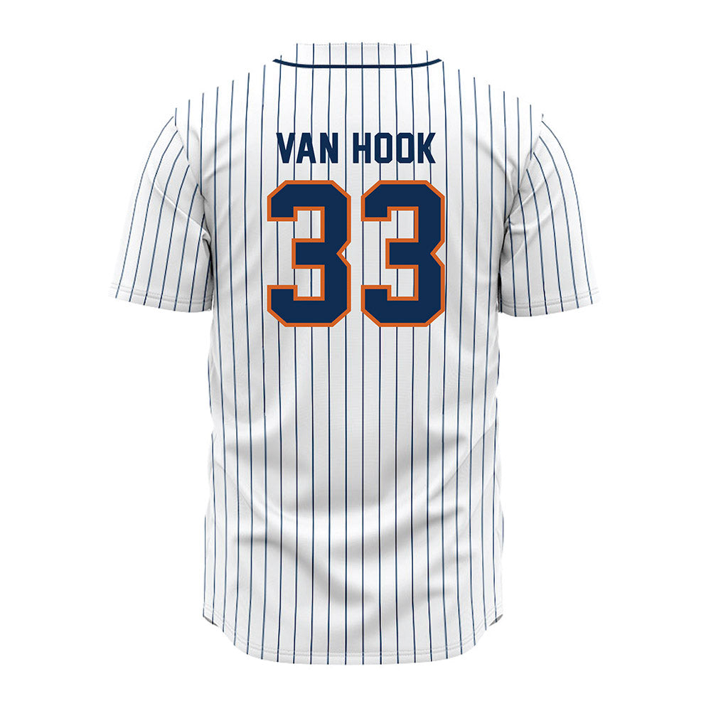 Wheaton IL - NCAA Baseball : JD Van Hook - White Pinstripe Jersey-1