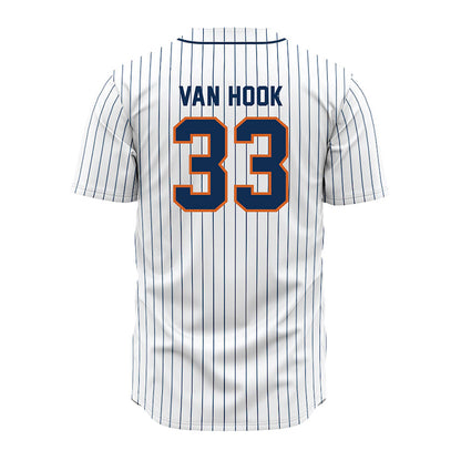 Wheaton IL - NCAA Baseball : JD Van Hook - White Pinstripe Jersey-1
