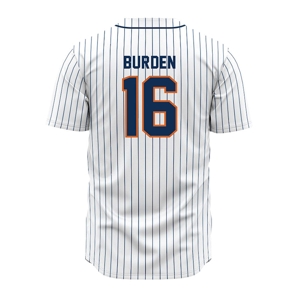 Wheaton IL - NCAA Baseball : Nate Burden - White Pinstripe Jersey-1