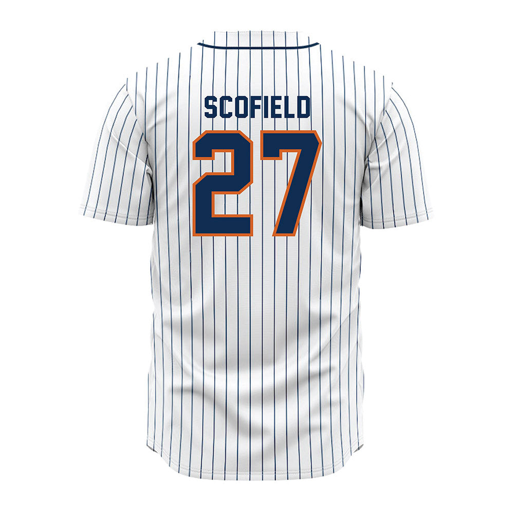 Wheaton IL - NCAA Baseball : Charlie Scofield - White Pinstripe Jersey-1