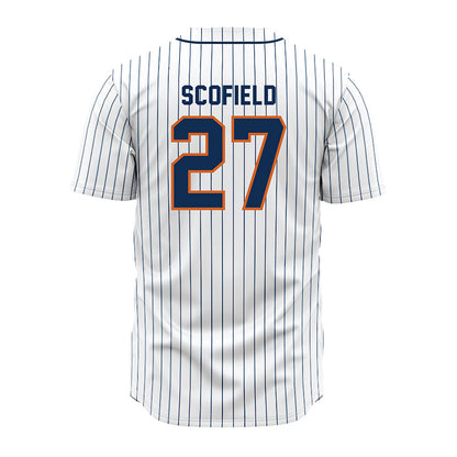 Wheaton IL - NCAA Baseball : Charlie Scofield - White Pinstripe Jersey-1