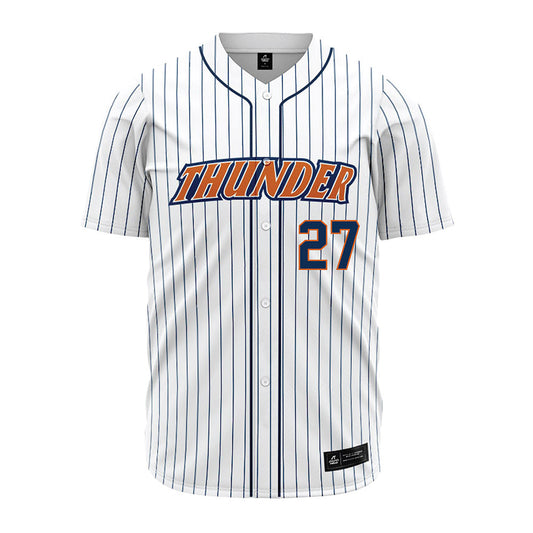 Wheaton IL - NCAA Baseball : Charlie Scofield - White Pinstripe Jersey-0