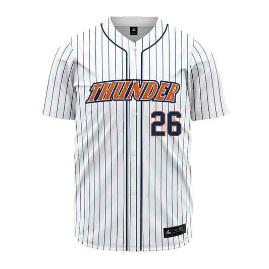 Wheaton IL - NCAA Baseball : Joshua Ortiz - White Pinstripe Jersey-0