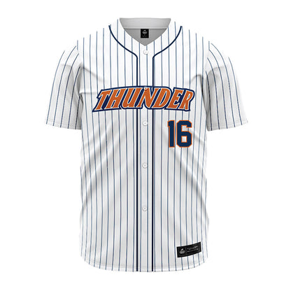 Wheaton IL - NCAA Baseball : Nate Burden - White Pinstripe Jersey-0