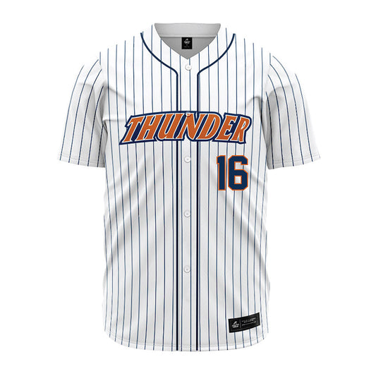 Wheaton IL - NCAA Baseball : Nate Burden - White Pinstripe Jersey-0