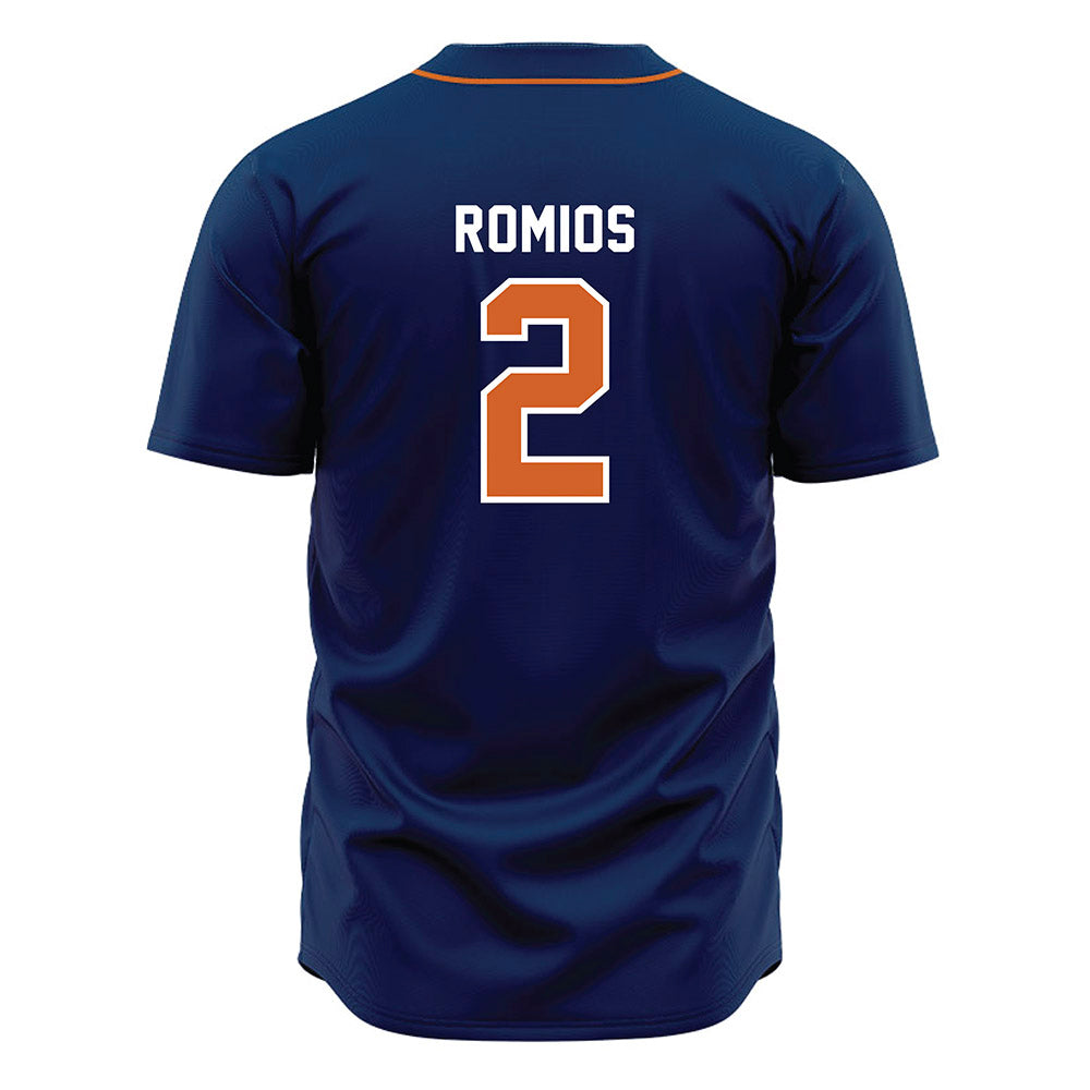 Wheaton IL - NCAA Baseball : Niko Romios - Navy Jersey-1