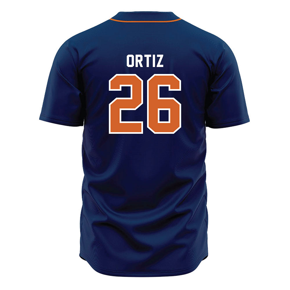 Wheaton IL - NCAA Baseball : Joshua Ortiz - Navy Jersey-1