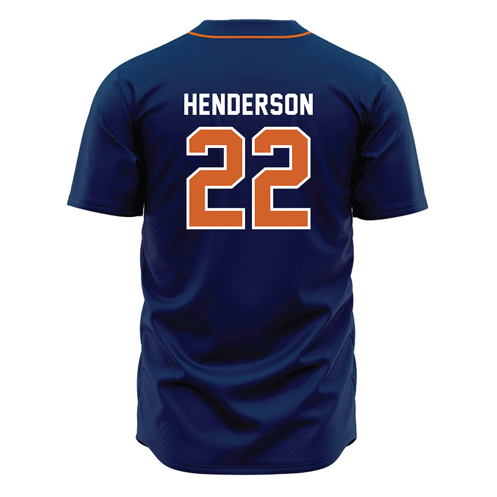 Wheaton IL - NCAA Baseball : Caleb Henderson - Navy Jersey-1