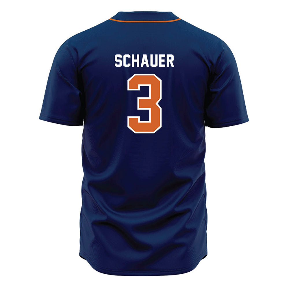 Wheaton IL - NCAA Baseball : Caleb Schauer - Navy Jersey-1