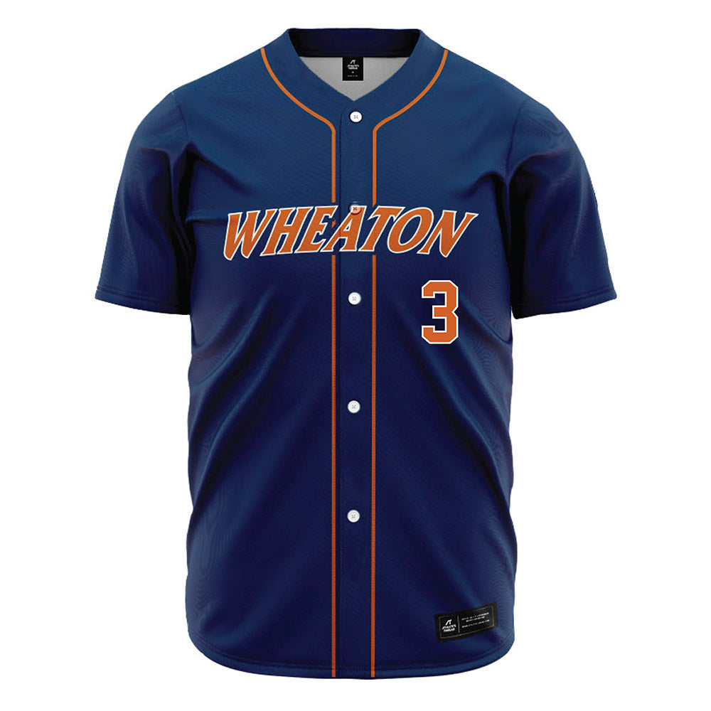 Wheaton IL - NCAA Baseball : Caleb Schauer - Navy Jersey-0