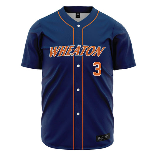 Wheaton IL - NCAA Baseball : Caleb Schauer - Navy Jersey-0