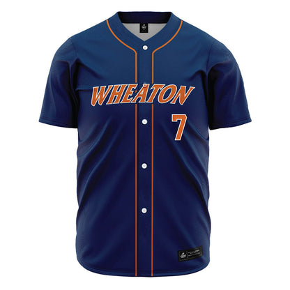 Wheaton IL - NCAA Baseball : Tyler Burr - Navy Jersey-0