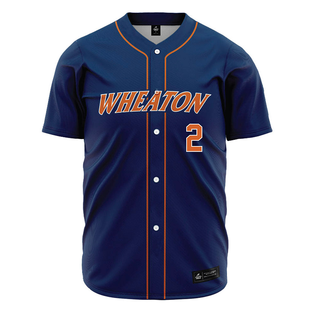 Wheaton IL - NCAA Baseball : Niko Romios - Navy Jersey-0