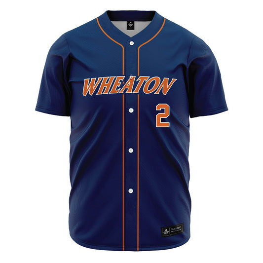 Wheaton IL - NCAA Baseball : Niko Romios - Navy Jersey-0