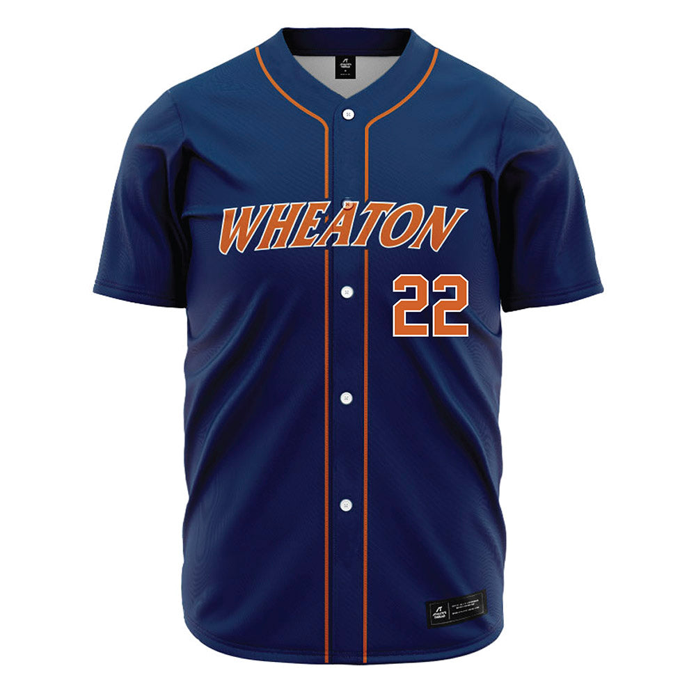 Wheaton IL - NCAA Baseball : Caleb Henderson - Navy Jersey-0