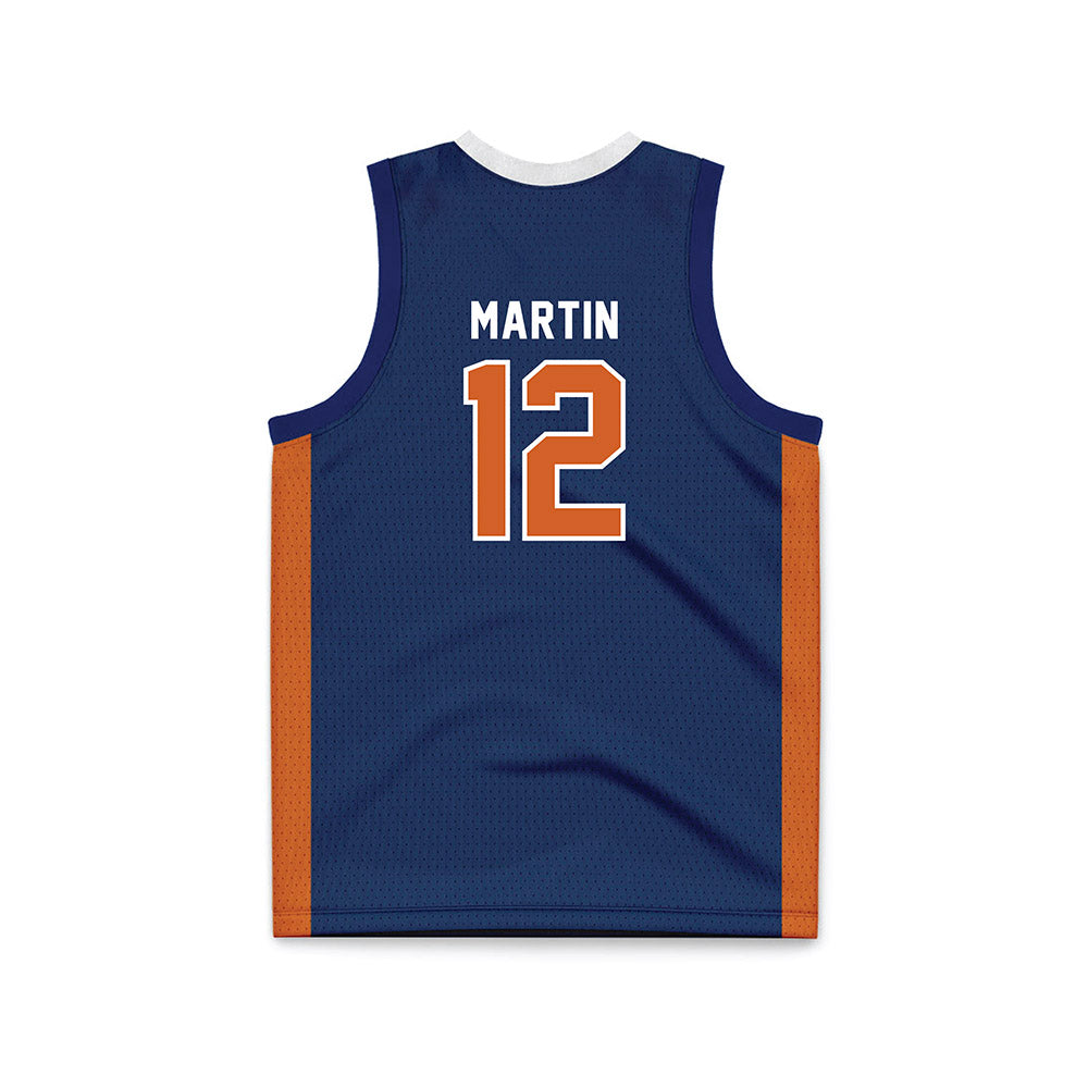 Wheaton IL - NCAA Men's Basketball : Devin Martin - Navy Basketball Jersey-1