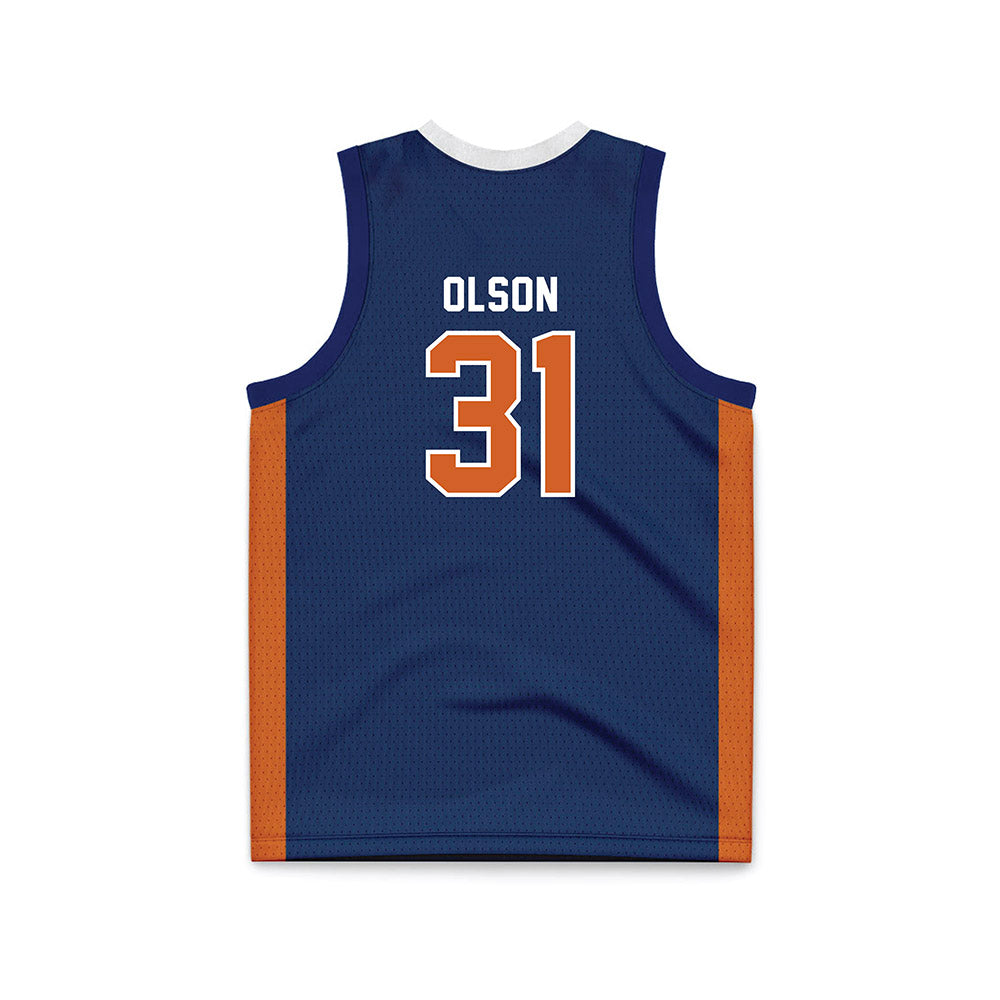 Wheaton IL - NCAA Men's Basketball : Jace Olson - Navy Basketball Jersey-1