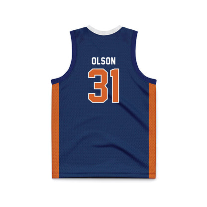 Wheaton IL - NCAA Men's Basketball : Jace Olson - Navy Basketball Jersey-1