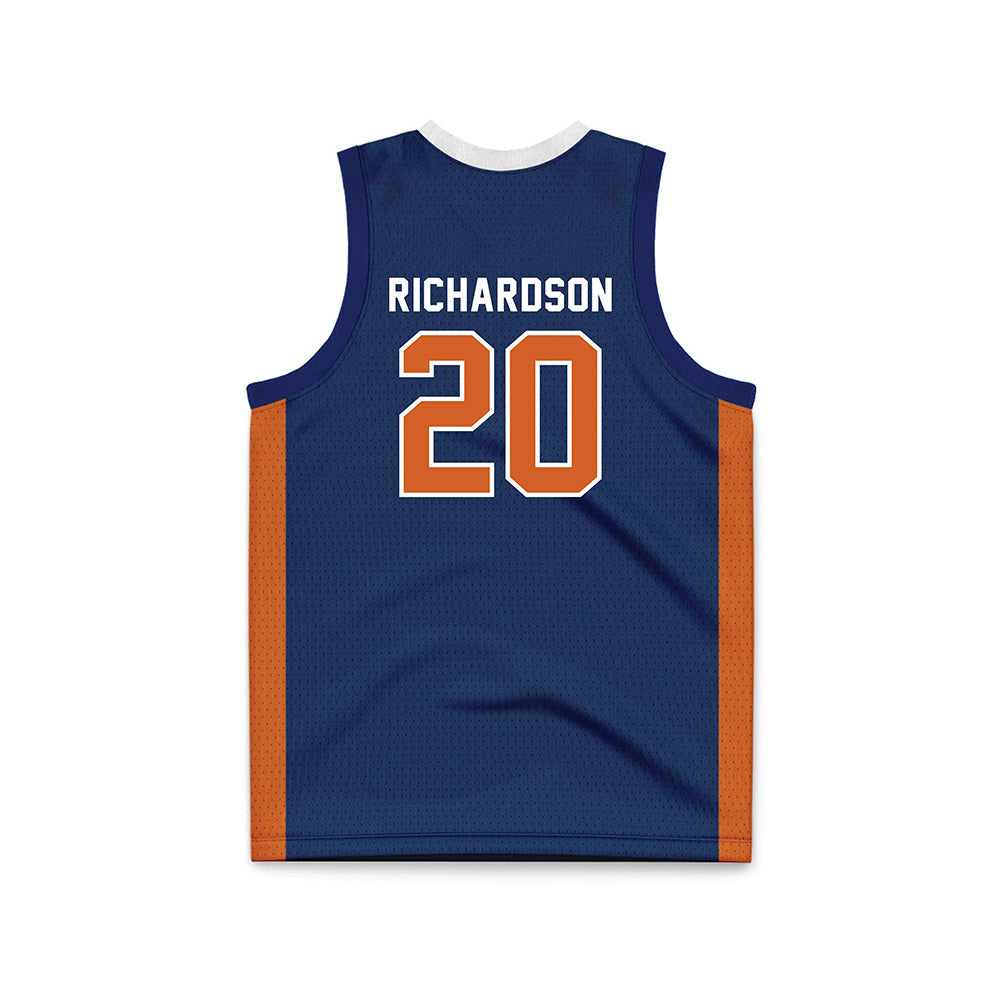 Wheaton IL - NCAA Men's Basketball : Soren Richardson - Navy Basketball Jersey-1