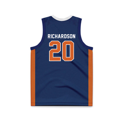Wheaton IL - NCAA Men's Basketball : Soren Richardson - Navy Basketball Jersey-1