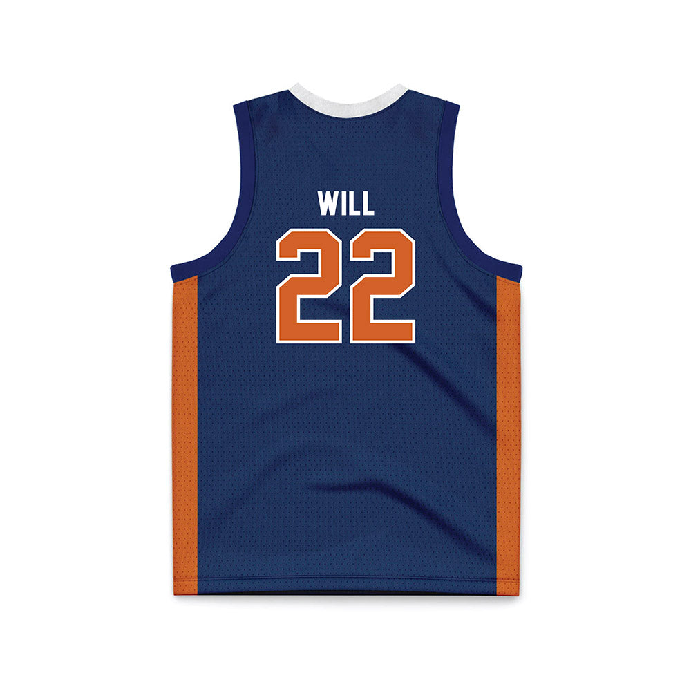 Wheaton IL - NCAA Men's Basketball : Eli Will - Navy Basketball Jersey-1