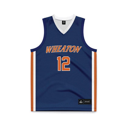 Wheaton IL - NCAA Men's Basketball : Devin Martin - Navy Basketball Jersey-0
