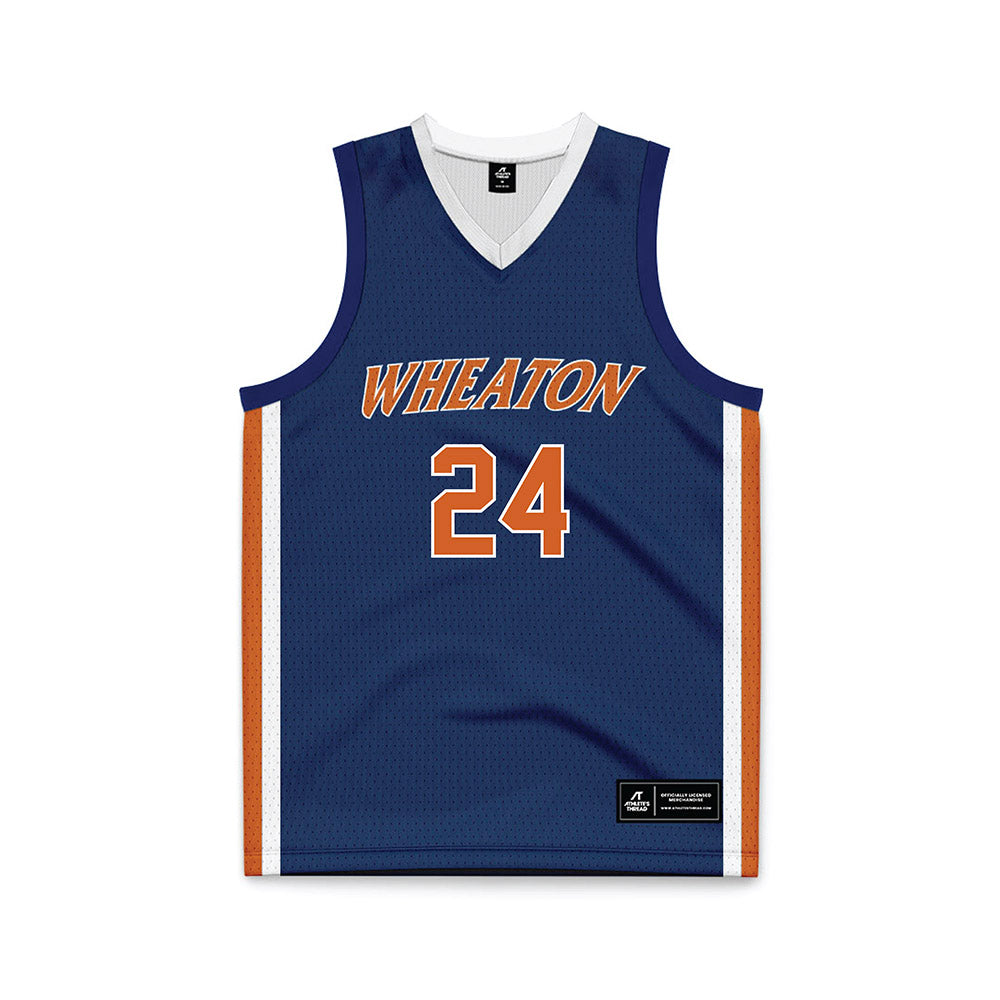 Wheaton IL - NCAA Men's Basketball : Samuel Joseph - Navy Basketball Jersey-0