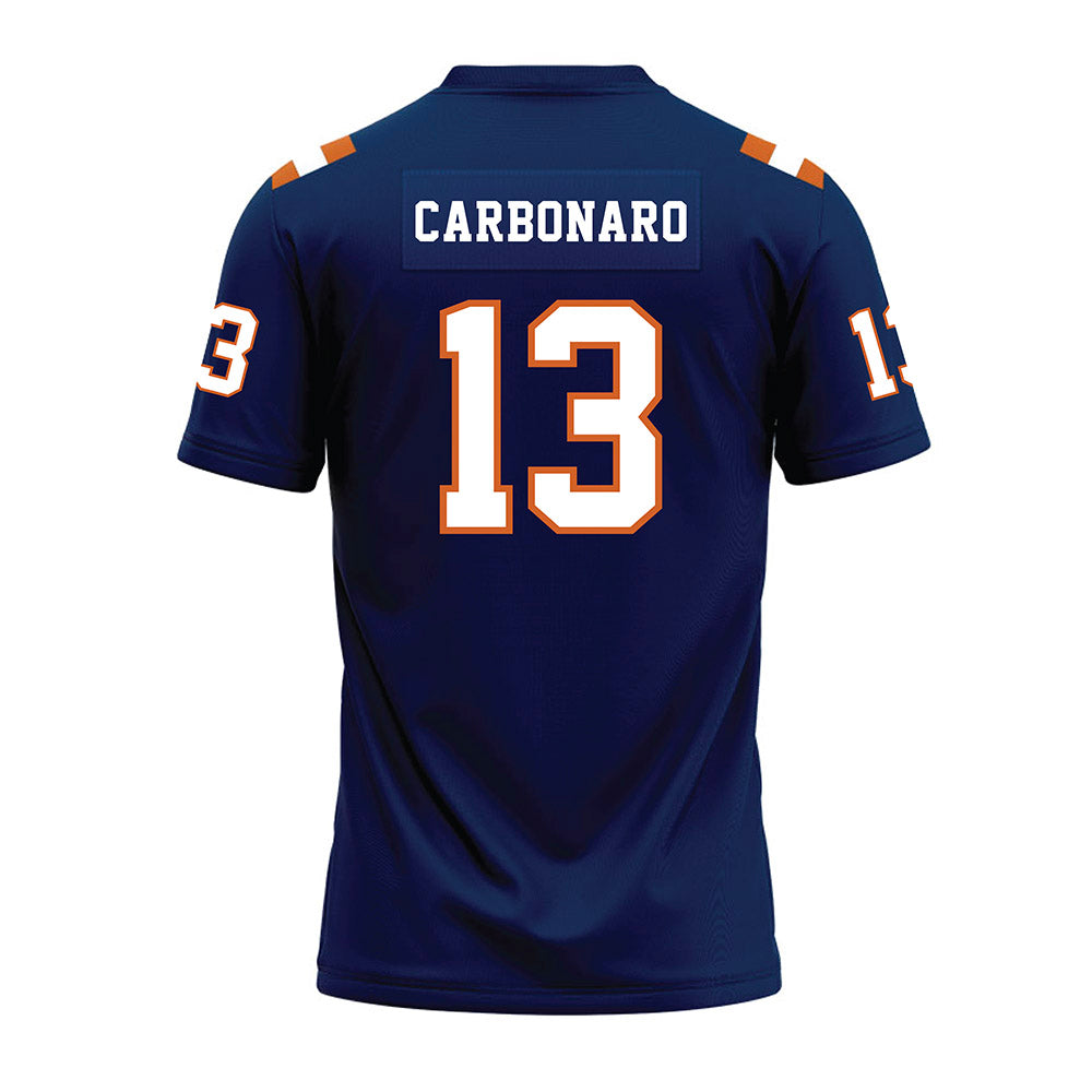 Wheaton IL - NCAA Football : Gianluca Carbonaro - Navy Premium Football Jersey-1