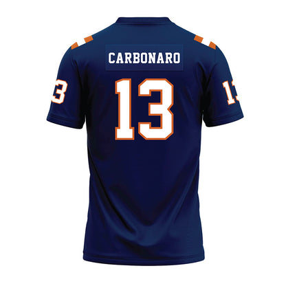 Wheaton IL - NCAA Football : Gianluca Carbonaro - Navy Premium Football Jersey-1