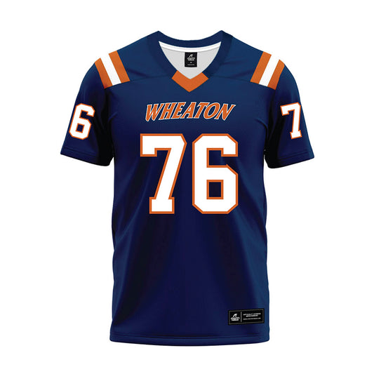 Wheaton IL - NCAA Football : Leo Ost - Navy Premium Football Jersey-0