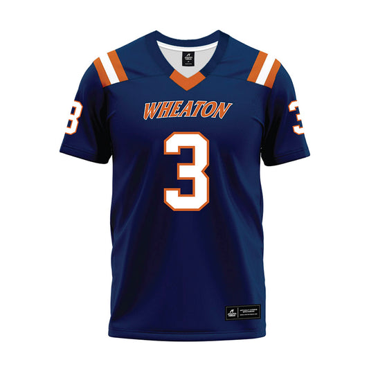 Wheaton IL - NCAA Football : Whit Jewett - Navy Premium Football Jersey-0