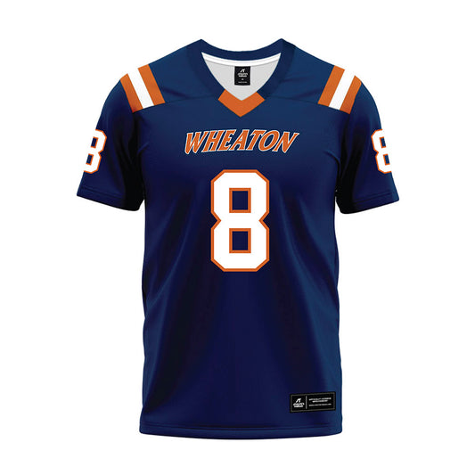 Wheaton IL - NCAA Football : Luca Torti - Navy Premium Football Jersey-0