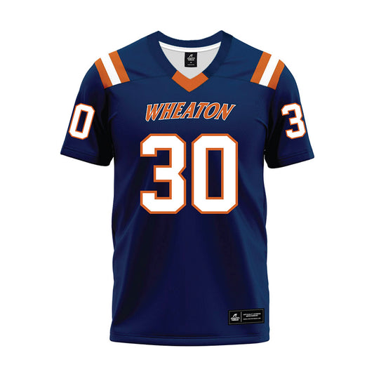 Wheaton IL - NCAA Football : Kenny Jager - Navy Premium Football Jersey-0