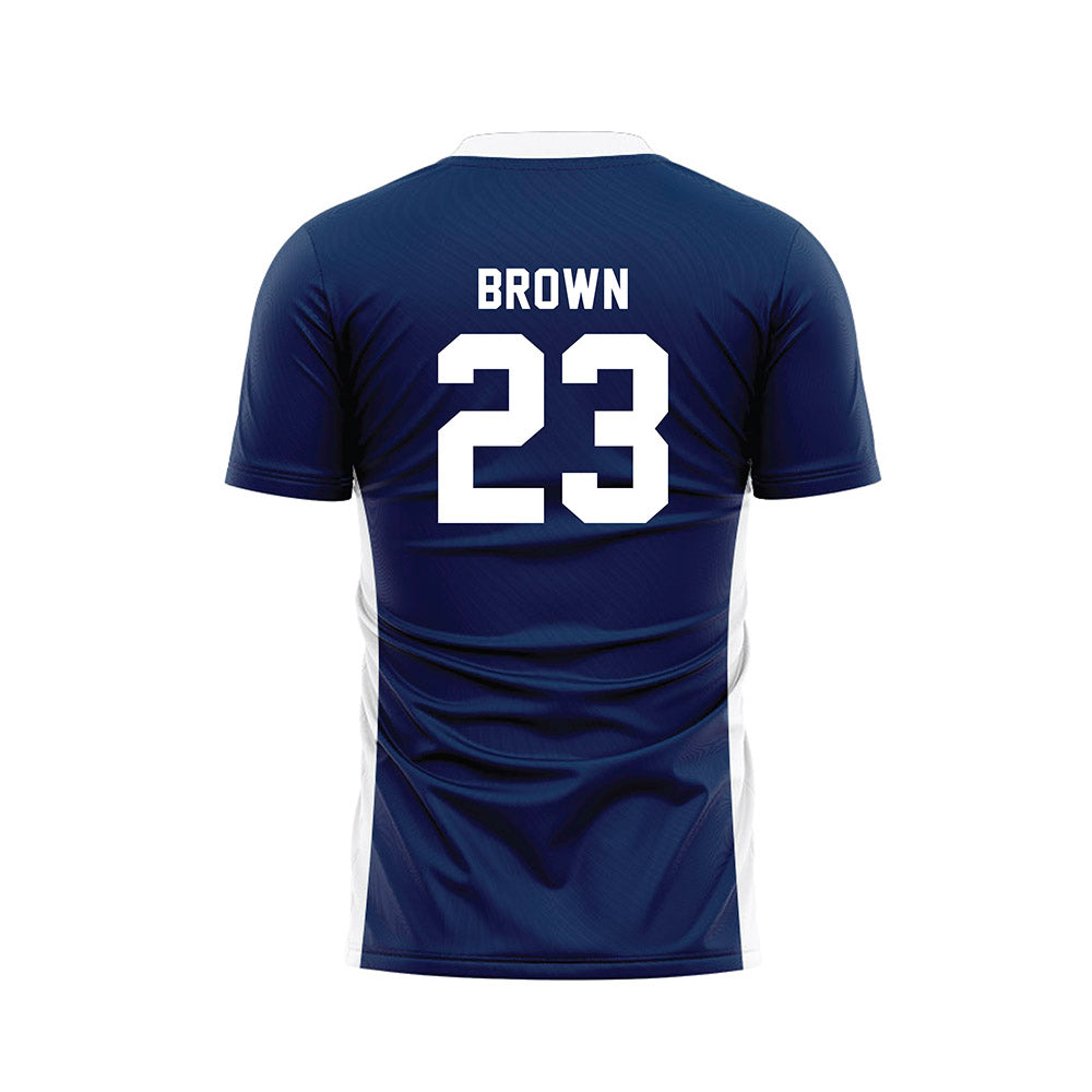 Wheaton IL - NCAA Men's Soccer : Sam Brown - Navy Soccer Jersey-1