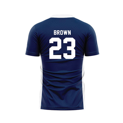 Wheaton IL - NCAA Men's Soccer : Sam Brown - Navy Soccer Jersey-1