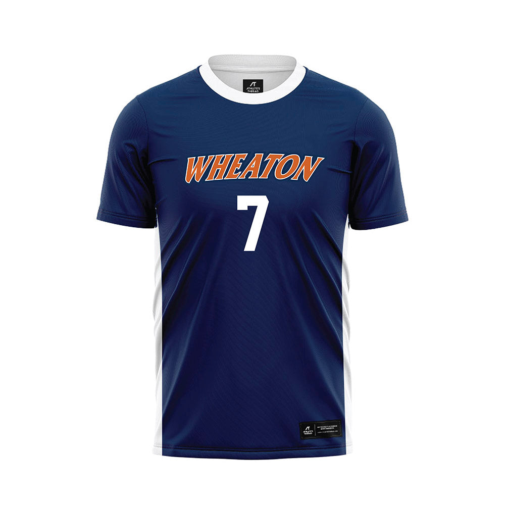 Wheaton IL - NCAA Men's Soccer : Kyle Johnson - Navy Soccer Jersey-0