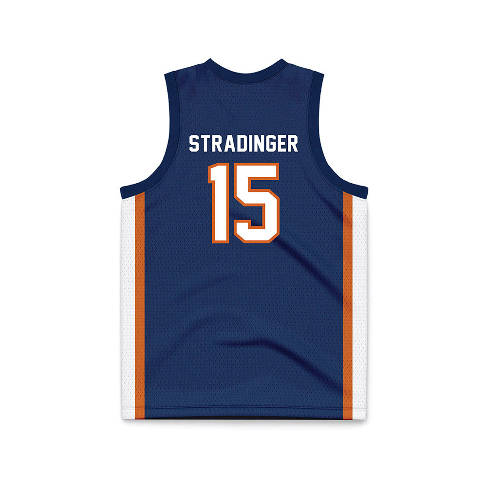 Wheaton IL - NCAA Women's Basketball : Ann Magee Stradinger - Navy Basketball Jersey-1